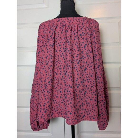 LC Lauren Conrad Floral Print Blouse Size L Mauve Square Neck Peasant  Cottage - Picture 2 of 9